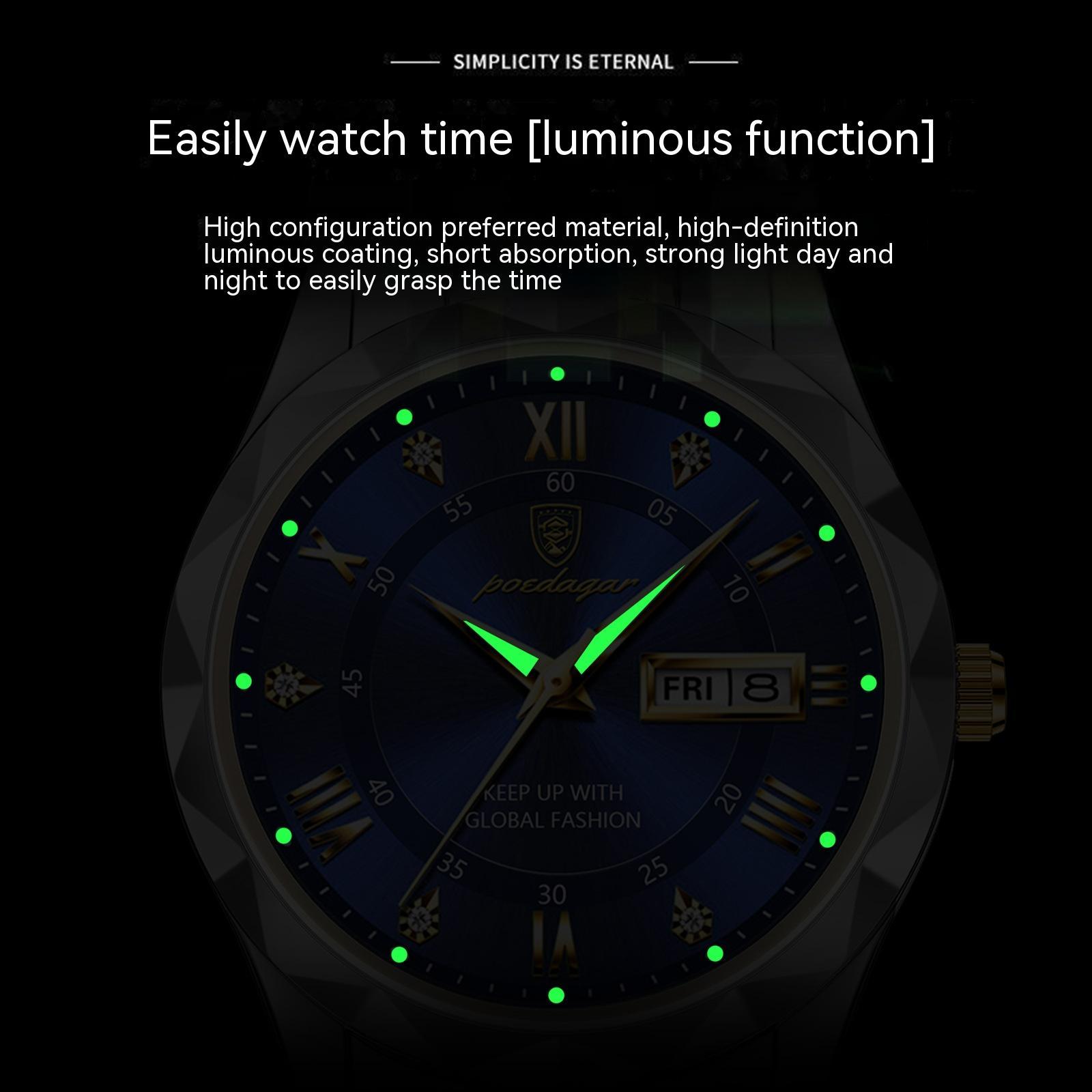 Watch with luminous function on a dark background